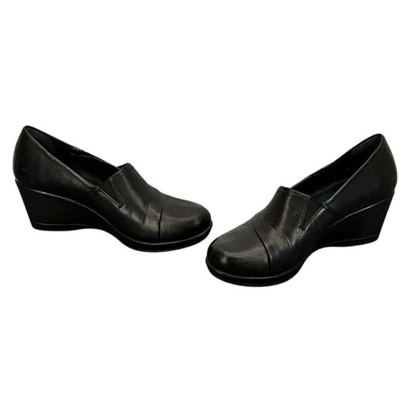 Dansko Rosaline Black Leather Slip On Comfort 3" Wedge Loafer Women 7/38 - Picture 5 of 10